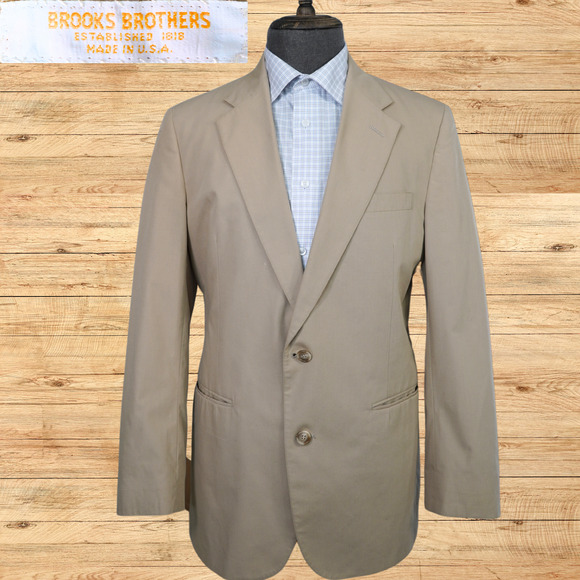 Vintage Brooks Brothers 60's Sport Coat Mens 42R Tan Semi Structured USA Made